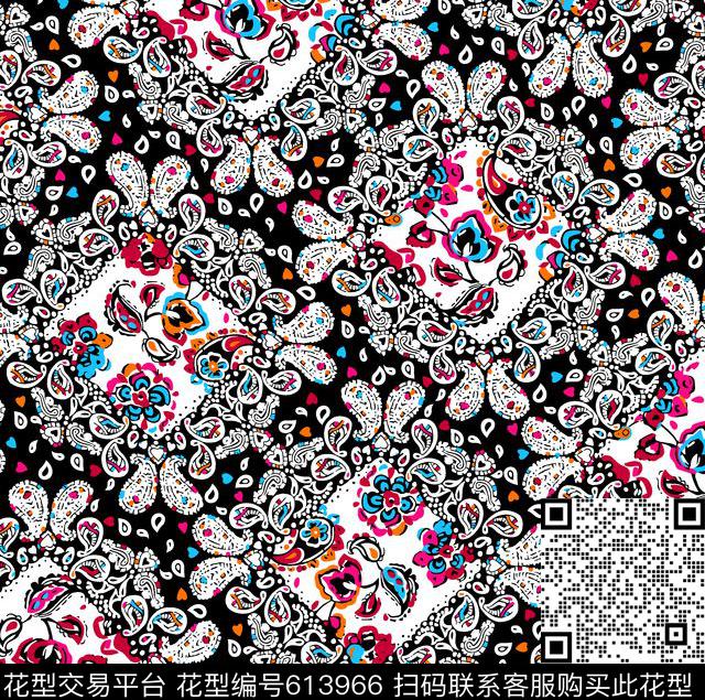 中国风最新流行佩斯利传统印花华亿平台下载（图片编号: 613966） - 瓦栏（Walan）