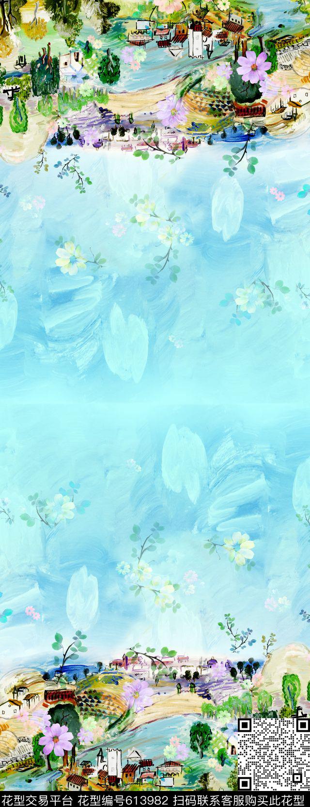 双边定位油画街道数码印花华亿平台下载（图片编号: 613982） - 瓦栏（Walan）