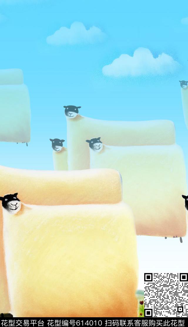 双边定位羊草原、趣味。童装数码印花华亿平台下载（图片编号: 614010） - 瓦栏（Walan）