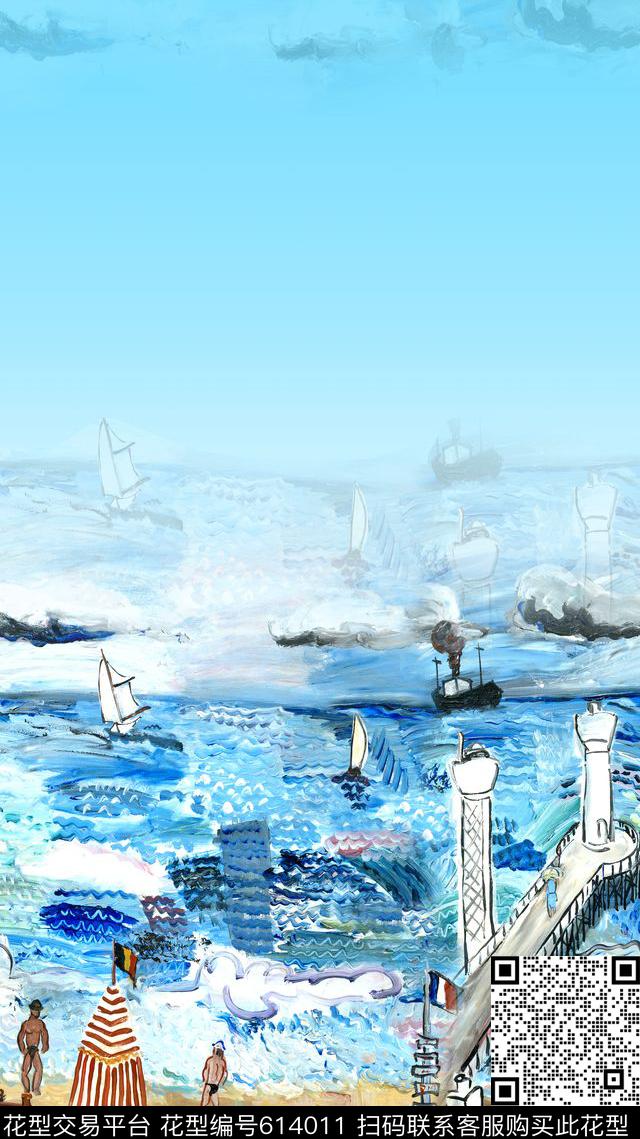 童装码头。双边定位油画数码印花华亿平台下载（图片编号: 614011） - 瓦栏（Walan）