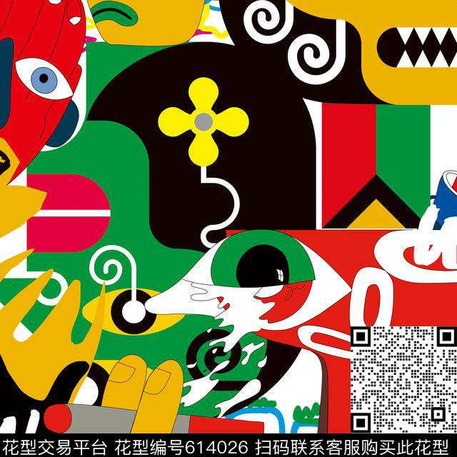 男女装抽象几何数码印花华亿平台下载（图片编号: 614026） - 瓦栏（Walan）