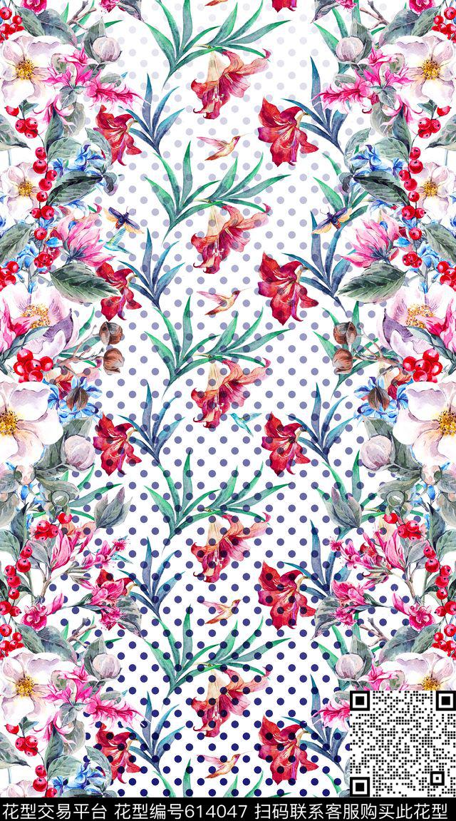 薰衣草竹叶花卉数码印花华亿平台下载（图片编号: 614047） - 瓦栏（Walan）