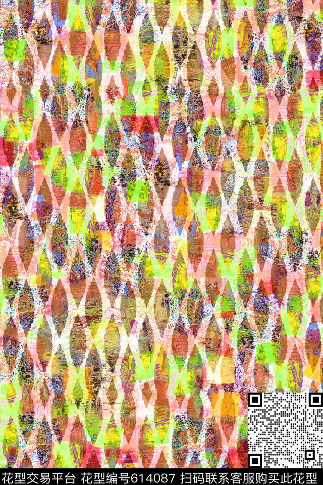 抽象肌理几何数码印花华亿平台下载（图片编号: 614087） - 瓦栏（Walan）