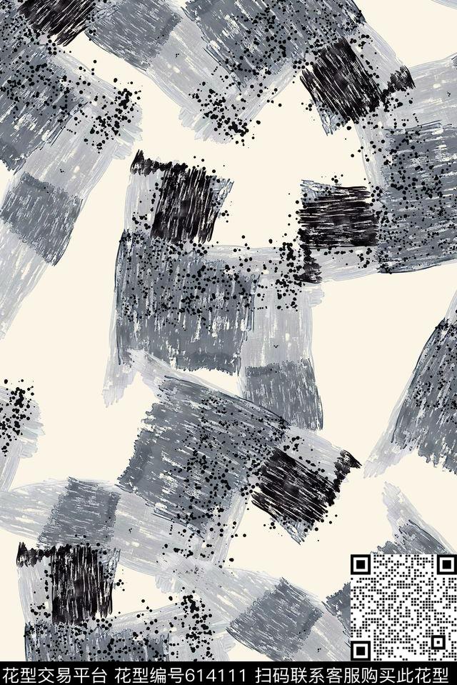 原创手绘水墨数码印花华亿平台下载（图片编号: 614111） - 瓦栏（Walan）