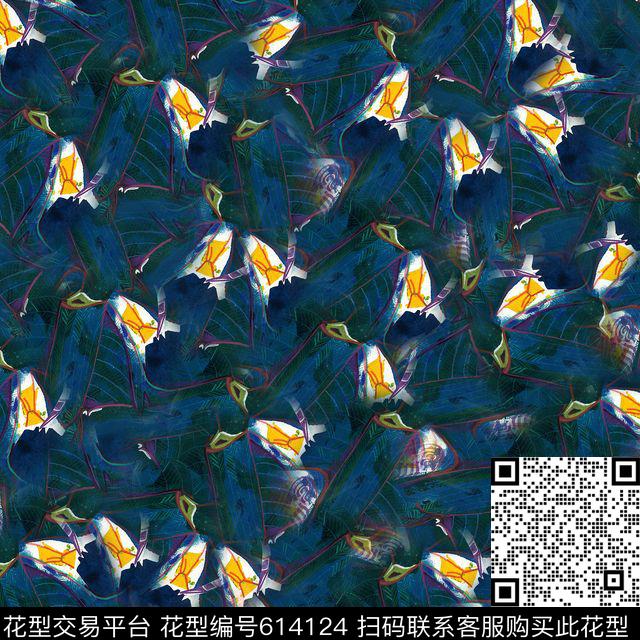 抽象几何油画数码印花华亿平台下载（图片编号: 614124） - 瓦栏（Walan）