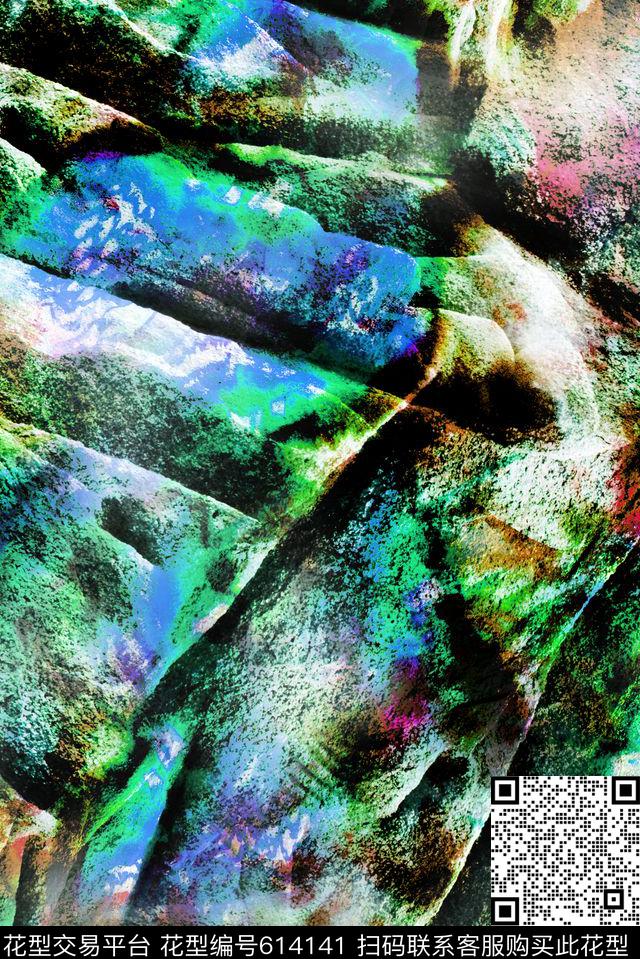 抽象水彩大理石数码印花华亿平台下载（图片编号: 614141） - 瓦栏（Walan）