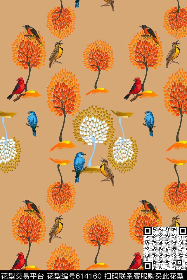 鸟儿花鸟鸟的天堂数码印花华亿平台下载（图片编号: 614160） - 瓦栏（Walan）