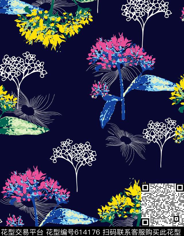 小碎花花卉几何数码印花华亿平台下载（图片编号: 614176） - 瓦栏（Walan）