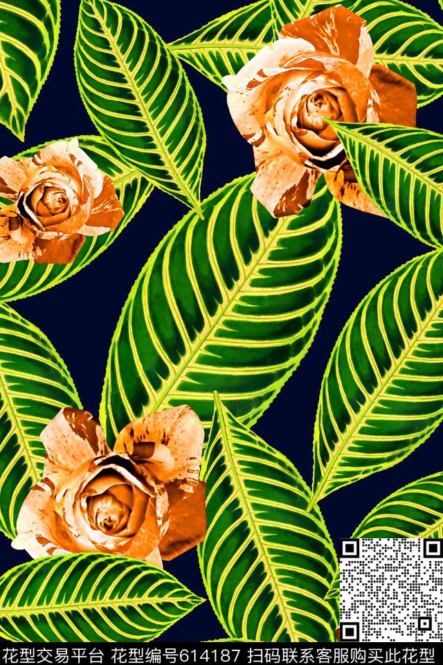 抽象几何清爽梦幻艺术平底立体手绘满版最新高清数码蕾丝民族中国风绣花珠宝肌理时尚潮

流大牌复古欧美风热带风情花卉热带树叶数码印花华亿平台下载（图片编号: 614187） - 瓦栏（Walan）