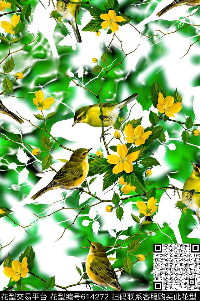 抽象几何清爽梦幻艺术平底立体手绘满版最新高清数码蕾丝民族中国风绣花珠宝肌理时尚潮

流大牌复古欧美风水彩花鸟纹理底纹花卉数码印花华亿平台下载（图片编号: 614272） - 瓦栏（Walan）