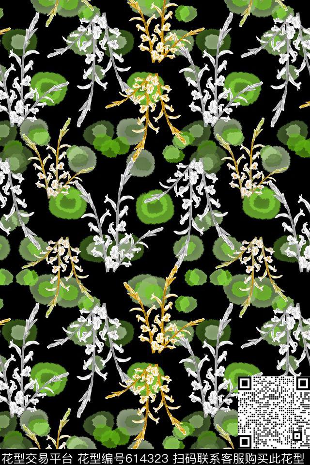 植物花卉风格化花卉花卉数码印花华亿平台下载（图片编号: 614323） - 瓦栏（Walan）