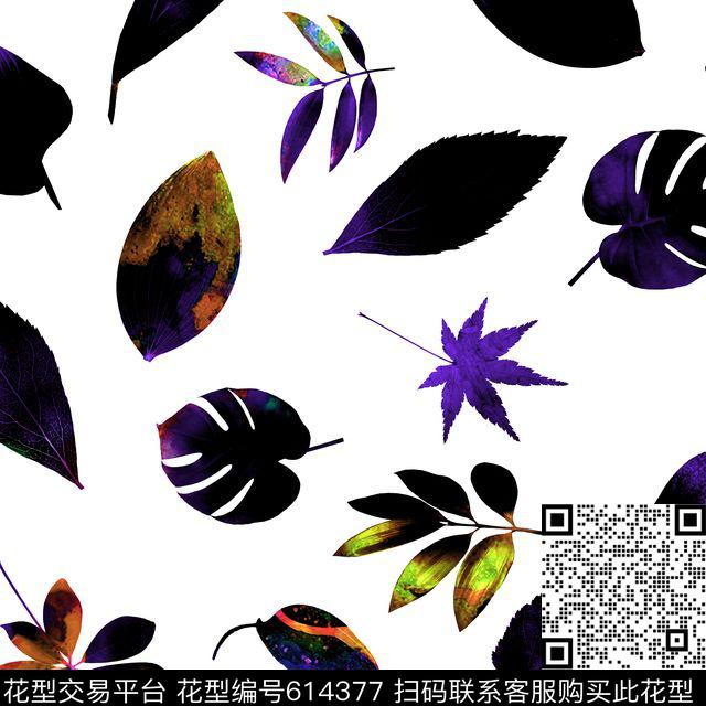 叶子简单时尚数码印花华亿平台下载（图片编号: 614377） - 瓦栏（Walan）