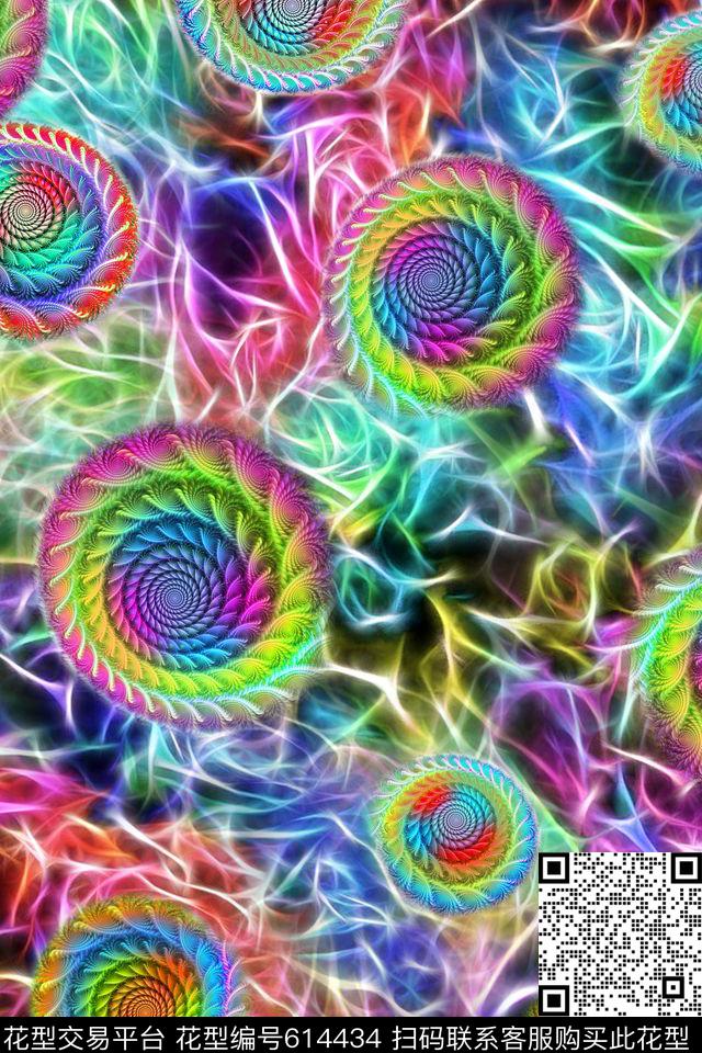 抽象个性炫彩数码印花华亿平台下载（图片编号: 614434） - 瓦栏（Walan）