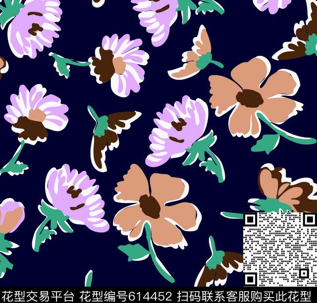 创意几何花卉花朵花卉传统印花华亿平台下载（图片编号: 614452） - 瓦栏（Walan）