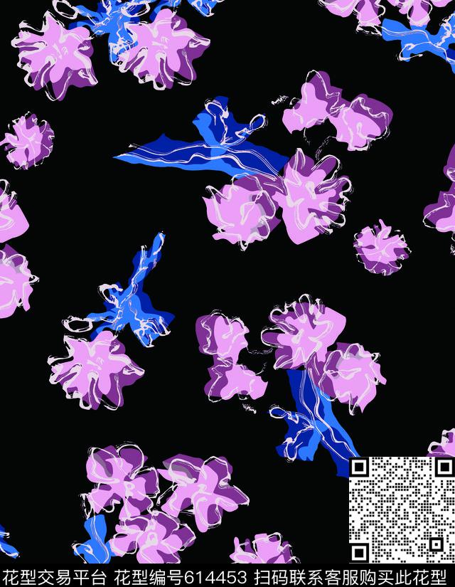 不规则几何创意几何花卉大牌几何花卉传统印花华亿平台下载（图片编号: 614453） - 瓦栏（Walan）