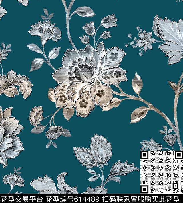 满版华亿平台花卉数码印花华亿平台下载（图片编号: 614489） - 瓦栏（Walan）
