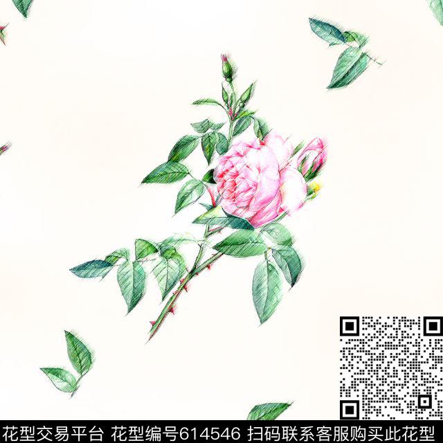 风效果粉色花朵数码印花华亿平台下载（图片编号: 614546） - 瓦栏（Walan）