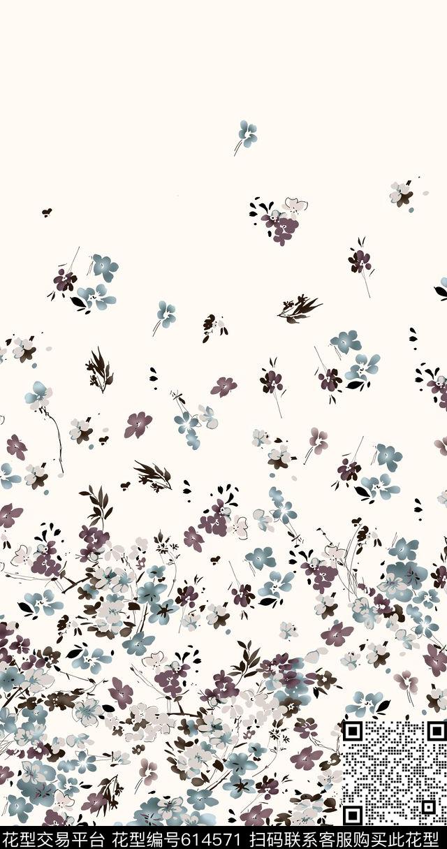 花朵定位小碎花传统印花华亿平台下载（图片编号: 614571） - 瓦栏（Walan）