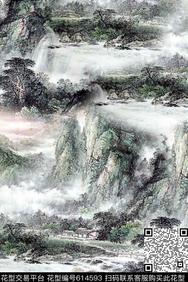 女装风景山水画数码印花华亿平台下载（图片编号: 614593） - 瓦栏（Walan）