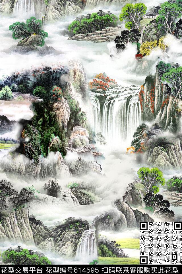 女装风景山水画数码印花华亿平台下载（图片编号: 614595） - 瓦栏（Walan）