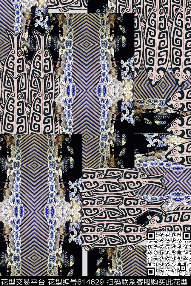 神话图腾民族风数码印花华亿平台下载（图片编号: 614629） - 瓦栏（Walan）