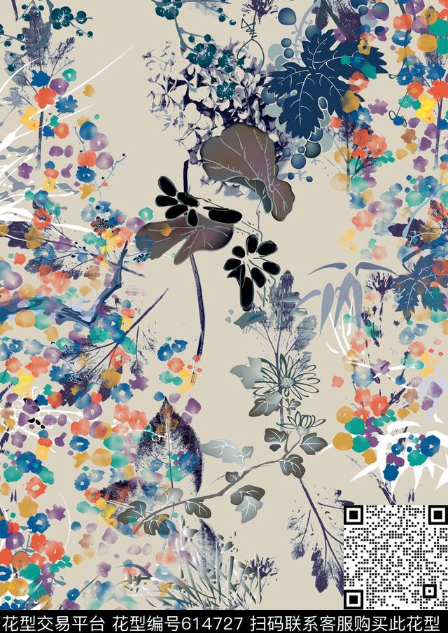 花朵数码印花华亿平台下载（图片编号: 614727） - 瓦栏（Walan）