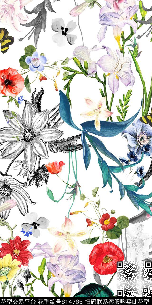 时尚英伦定位数码印花华亿平台下载（图片编号: 614765） - 瓦栏（Walan）