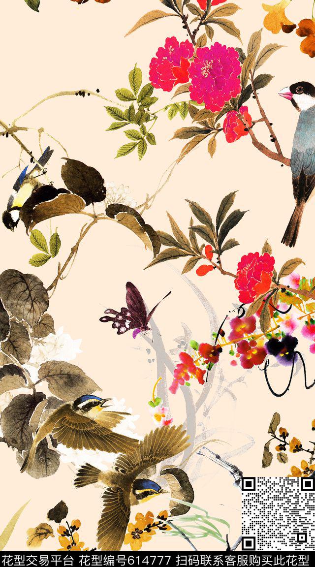 国画民族风中国风数码印花华亿平台下载（图片编号: 614777） - 瓦栏（Walan）