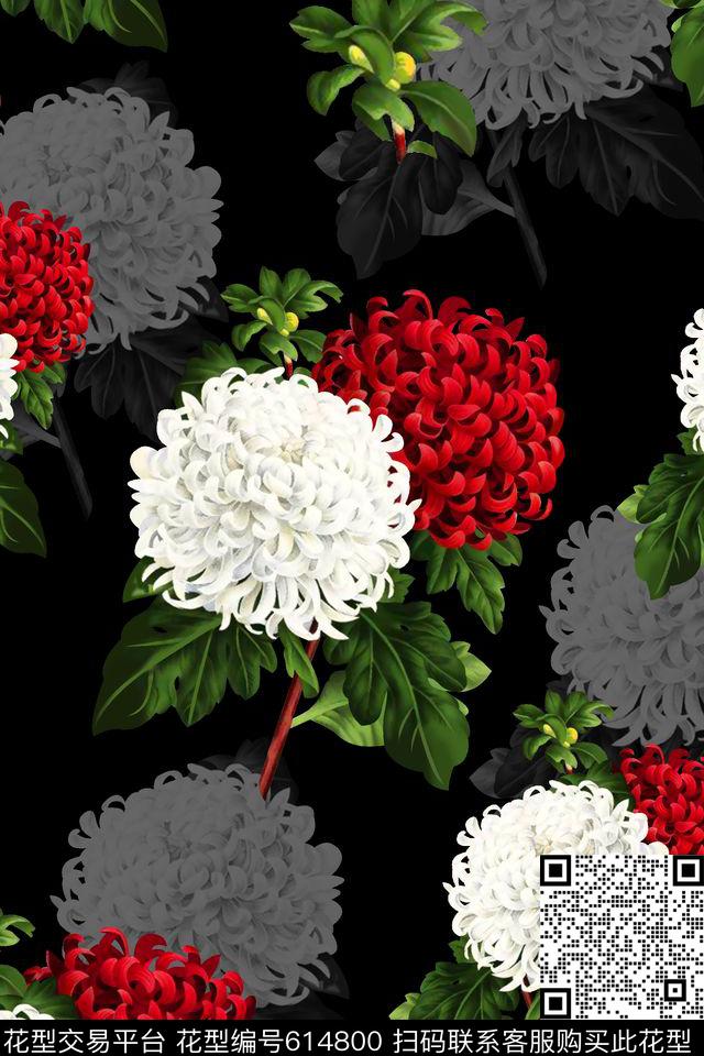 女装裙真丝花家纺数码印花华亿平台下载（图片编号: 614800） - 瓦栏（Walan）