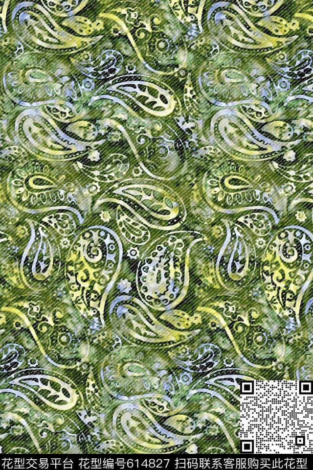 佩斯利牛仔纹理女装数码印花华亿平台下载（图片编号: 614827） - 瓦栏（Walan）