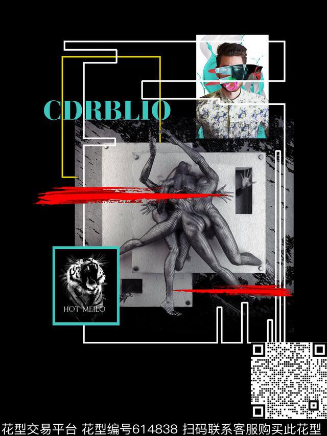 潮牌油画大牌数码印花华亿平台下载（图片编号: 614838） - 瓦栏（Walan）