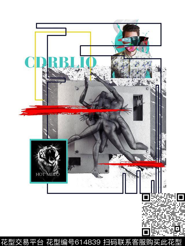 潮牌油画大牌数码印花华亿平台下载（图片编号: 614839） - 瓦栏（Walan）