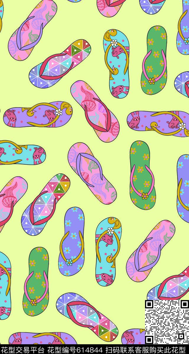 沙滩凉鞋拖鞋人字拖传统印花华亿平台下载（图片编号: 614844） - 瓦栏（Walan）