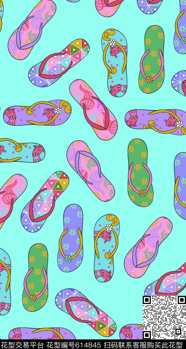 沙滩凉鞋拖鞋人字拖传统印花华亿平台下载（图片编号: 614845） - 瓦栏（Walan）