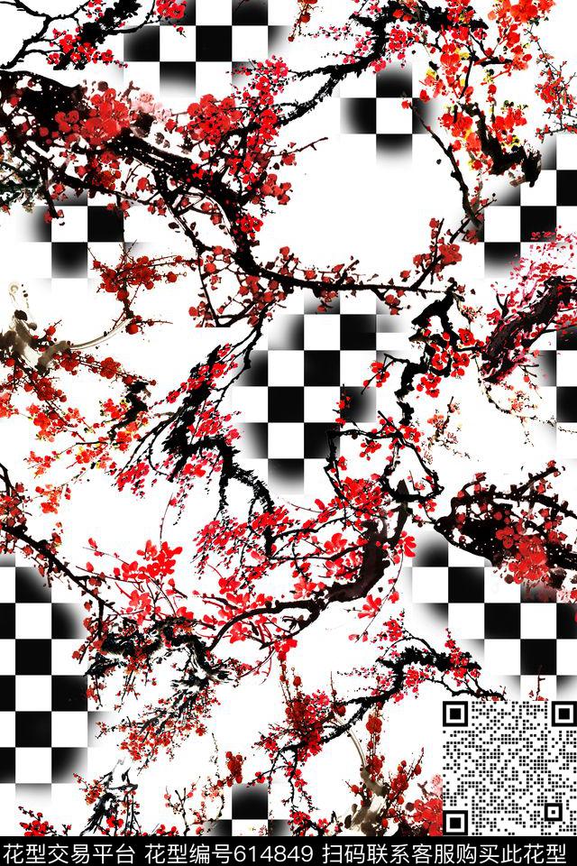 大方现代流行梅花数码印花华亿平台下载（图片编号: 614849） - 瓦栏（Walan）