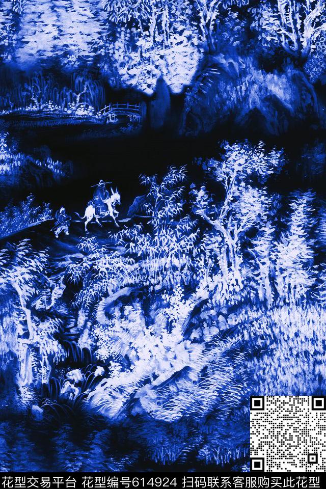 山川树林松树数码印花华亿平台下载（图片编号: 614924） - 瓦栏（Walan）