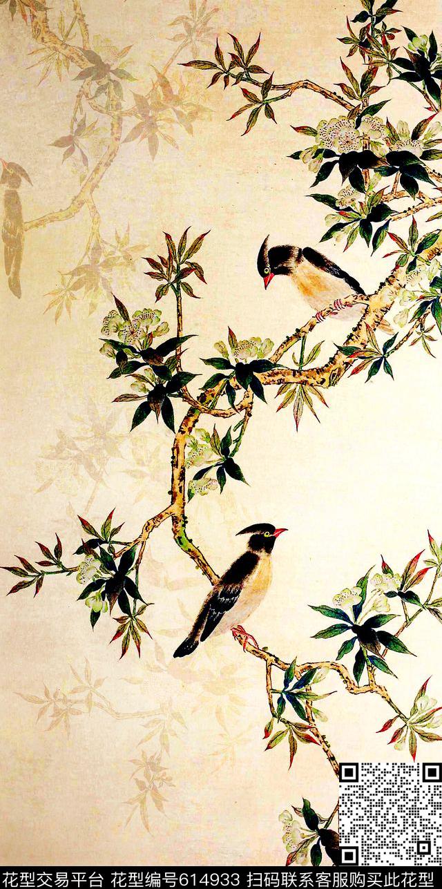 花鸟花卉旗袍时尚新花数码印花华亿平台下载（图片编号: 614933） - 瓦栏（Walan）