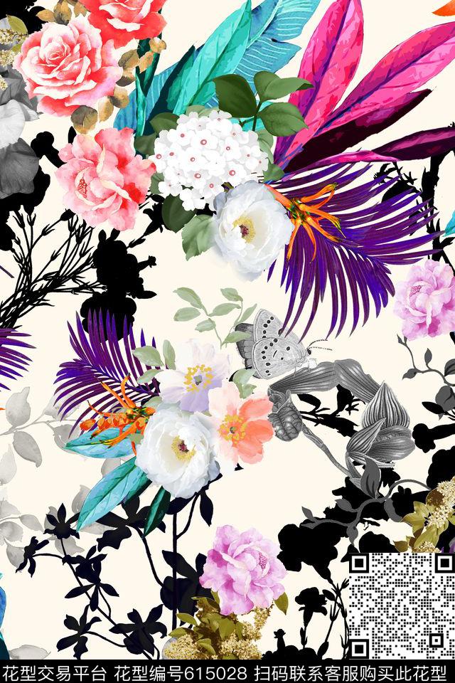 乱花花朵花卉数码印花华亿平台下载（图片编号: 615028） - 瓦栏（Walan）