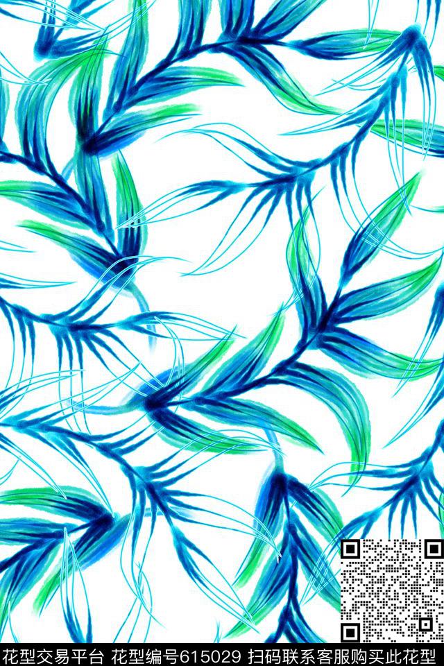 热带植物手绘传统印花华亿平台下载（图片编号: 615029） - 瓦栏（Walan）