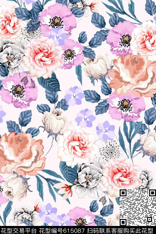 L.D~浪漫L.D~水彩L.D~清新传统印花华亿平台下载（图片编号: 615087） - 瓦栏（Walan）