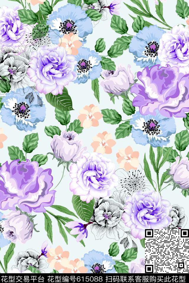 L.D~浪漫L.D~水彩L.D~清新传统印花华亿平台下载（图片编号: 615088） - 瓦栏（Walan）