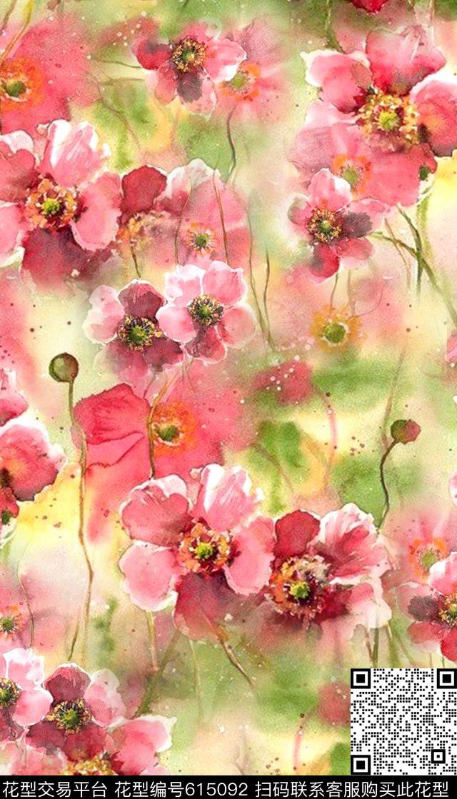 小碎花水彩女装数码印花华亿平台下载（图片编号: 615092） - 瓦栏（Walan）