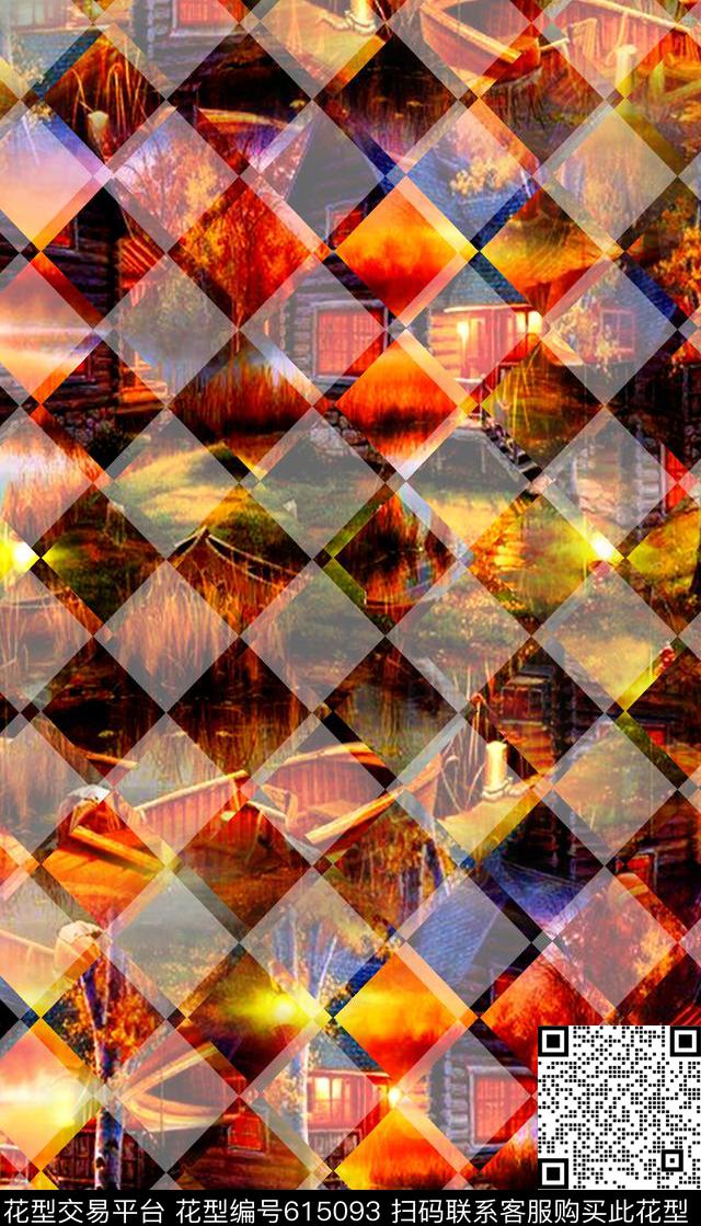 抽象女装风景数码印花华亿平台下载（图片编号: 615093） - 瓦栏（Walan）