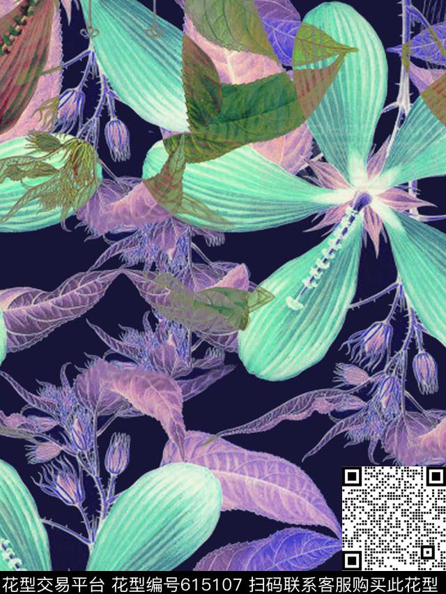 花卉曼陀罗数码印花华亿平台下载（图片编号: 615107） - 瓦栏（Walan）