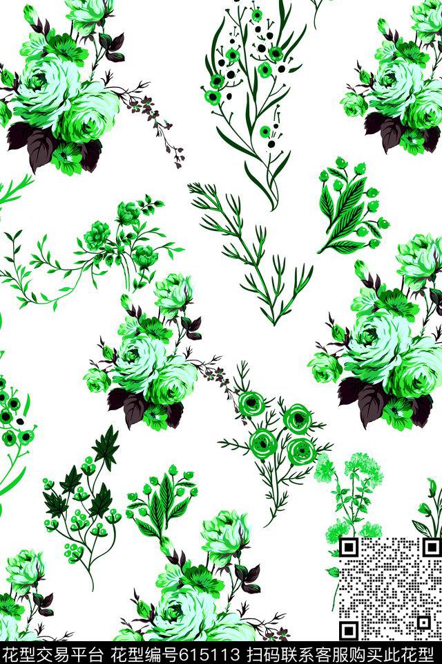 L.D~清新L.D~花卉L.D~手绘传统印花华亿平台下载（图片编号: 615113） - 瓦栏（Walan）