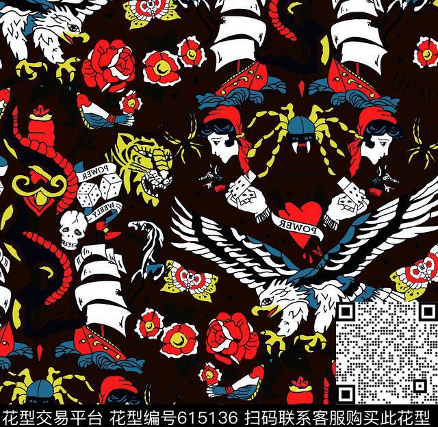 动物鲨鱼蜘蛛数码印花华亿平台下载（图片编号: 615136） - 瓦栏（Walan）