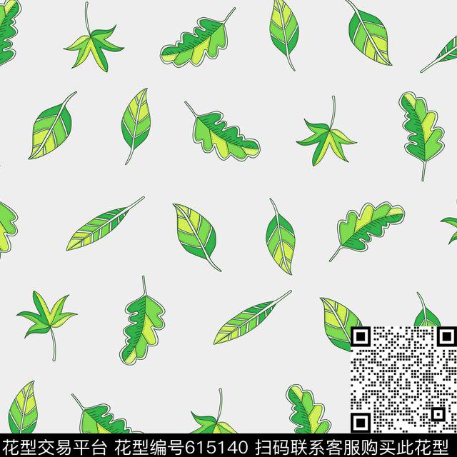 原创树叶清新数码印花华亿平台下载（图片编号: 615140） - 瓦栏（Walan）