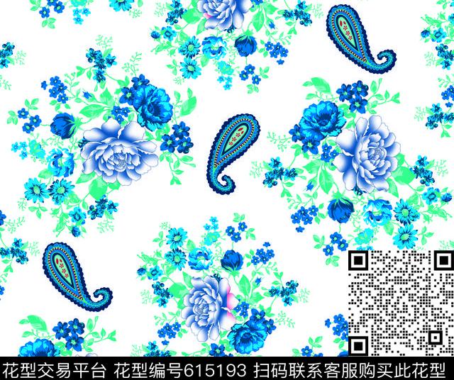 玫瑰牡丹花卉数码印花华亿平台下载（图片编号: 615193） - 瓦栏（Walan）