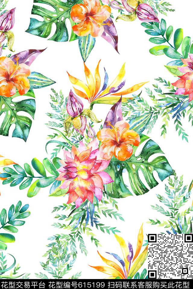 小碎花水彩花朵数码印花华亿平台下载（图片编号: 615199） - 瓦栏（Walan）