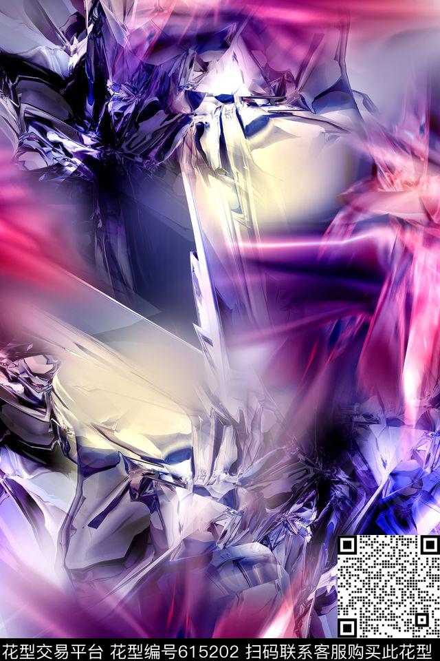 抽象炫彩线条数码印花华亿平台下载（图片编号: 615202） - 瓦栏（Walan）